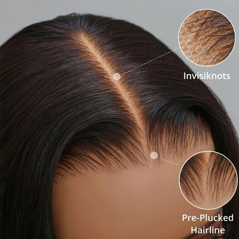 Pre Bleached Knots Bone Straight Human Hair Wigs PrePlucked Transparent Lace Closure Wig ISEE Hair Glueless Wig Wear And Go