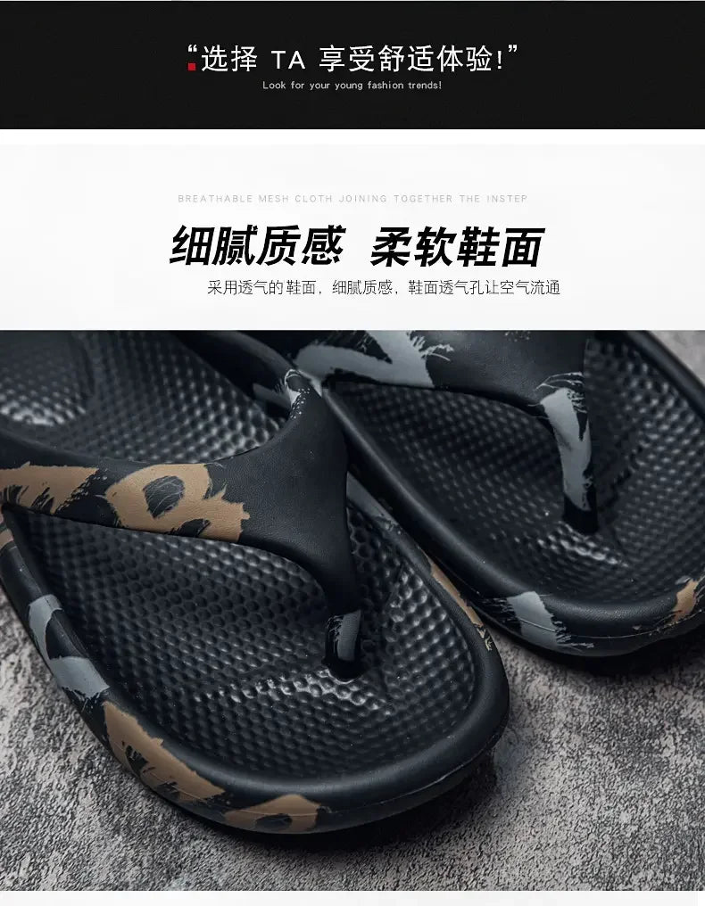 Fashion Daily Slippers for Men Anti Slip Soft Sole Lightweight Home Beach Outdoor Leisure Walking Footwear