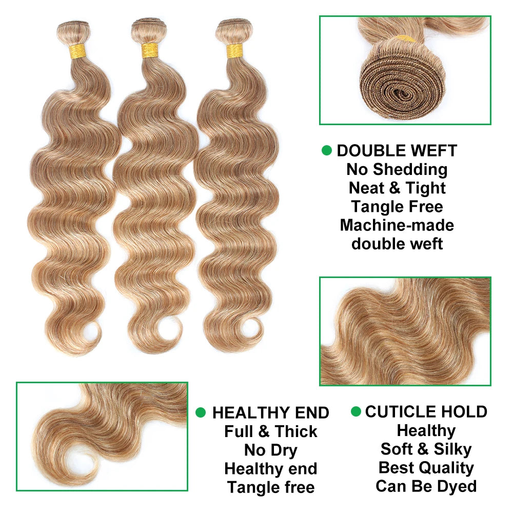 Blonde Body Wave Human Hair Bundles 27 Colored Bundles Human Hair 1/3/4 Bundle Deals Tissage Human Hair Extentions Remy Raw Hair