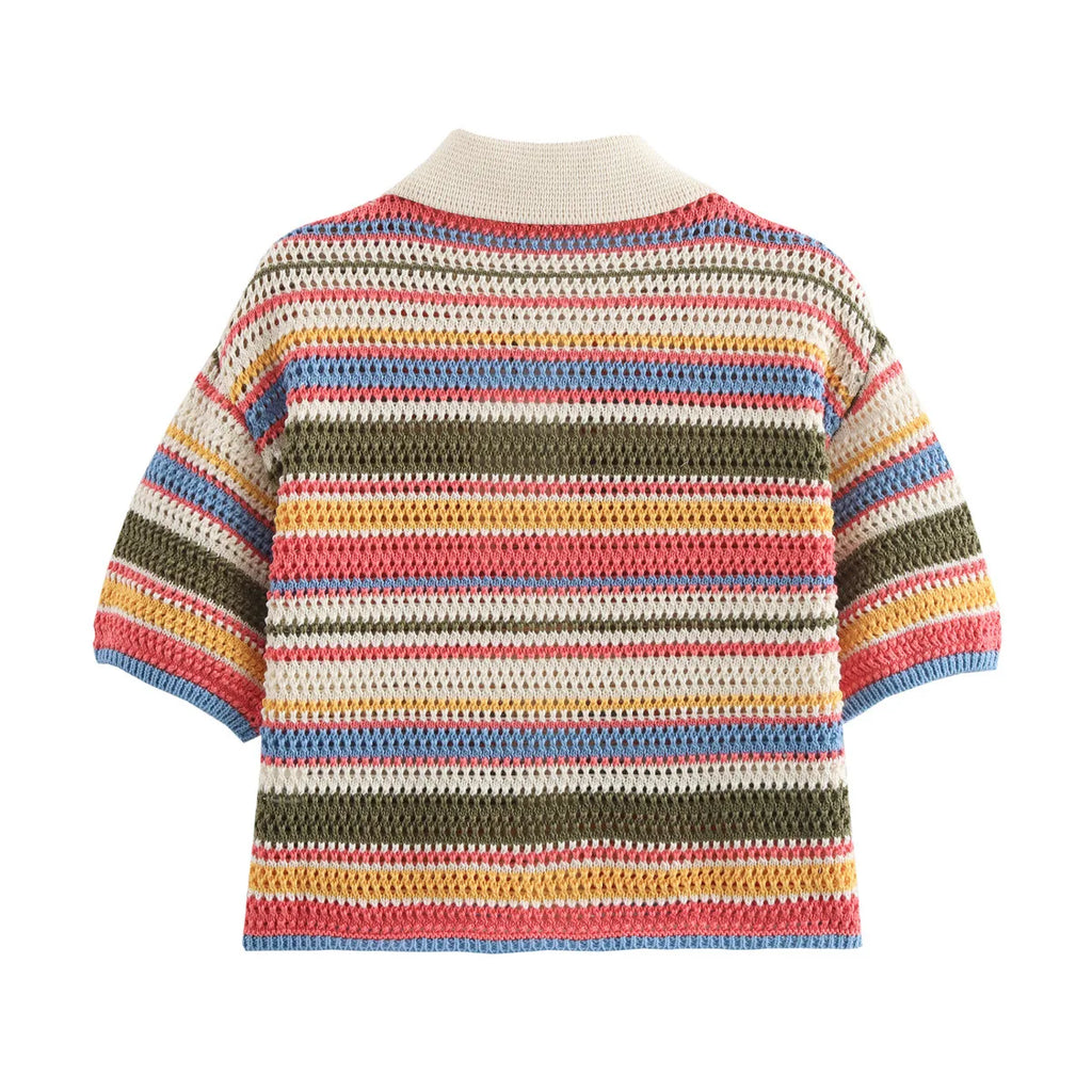 2025 Spring New POLO Shirt Collar Knitted Top Shorts Set
