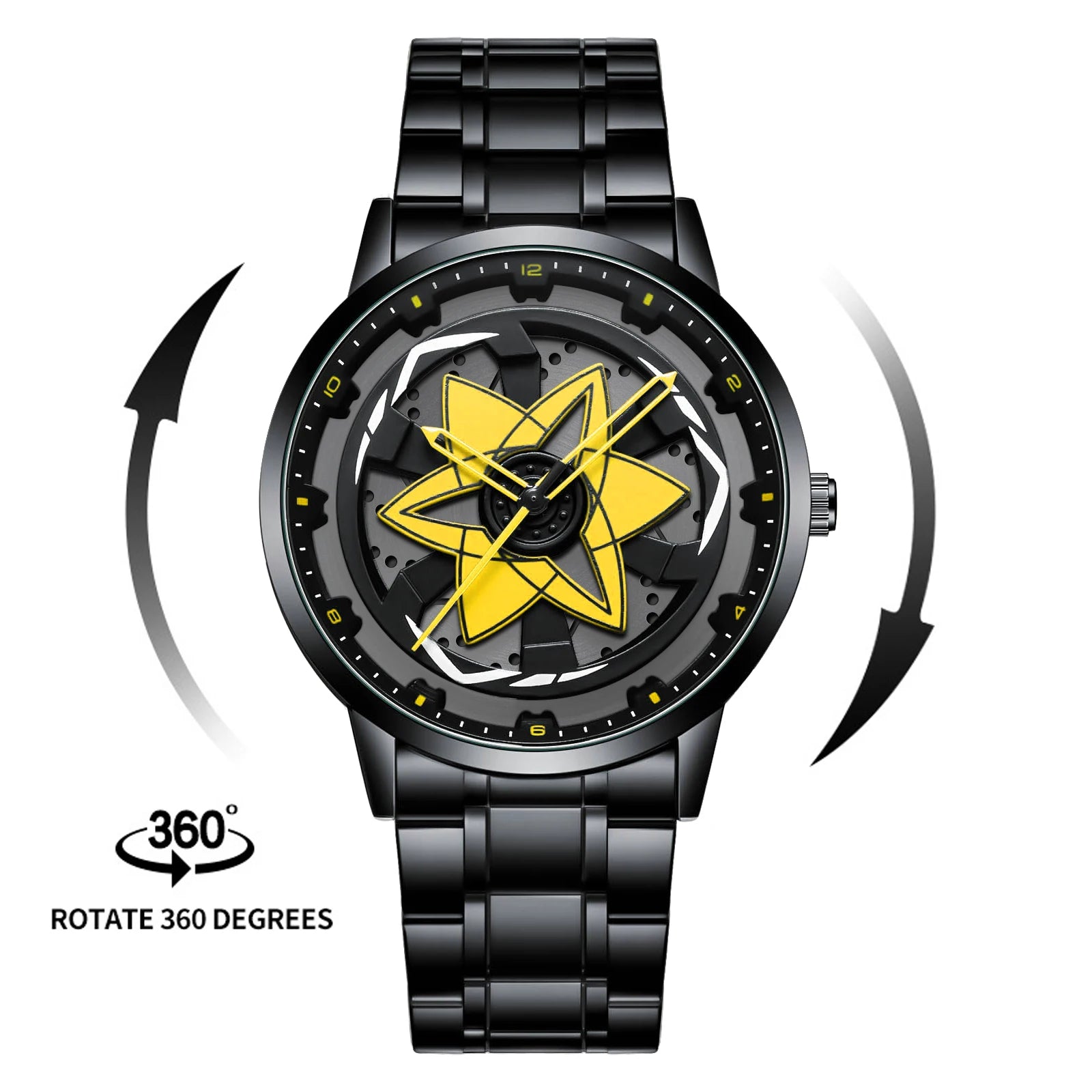 2025 New Watch Car Series Creative Rotating Quartz Movement Sports Style Black Stainless Steel Clock Men Couple Gift Wrist Watch