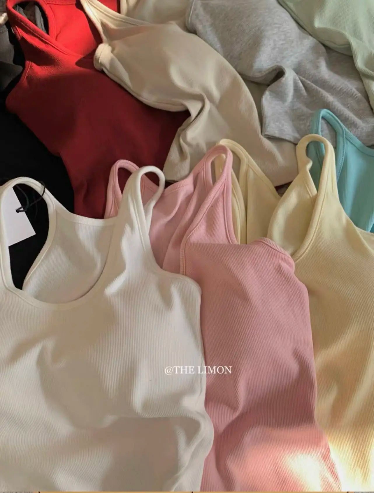 Summer New Sle Sexy Pure Desire Hot Girl Slim Fit Tank Top Women's Padded Sports Bra Vest U-Ne ort Length Cotton Blend