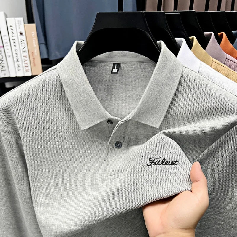 Golf brand Polo shirt long sleeved fashionable printed men's top spring new 100% cotton skin friendly comfortable casual T-shirt