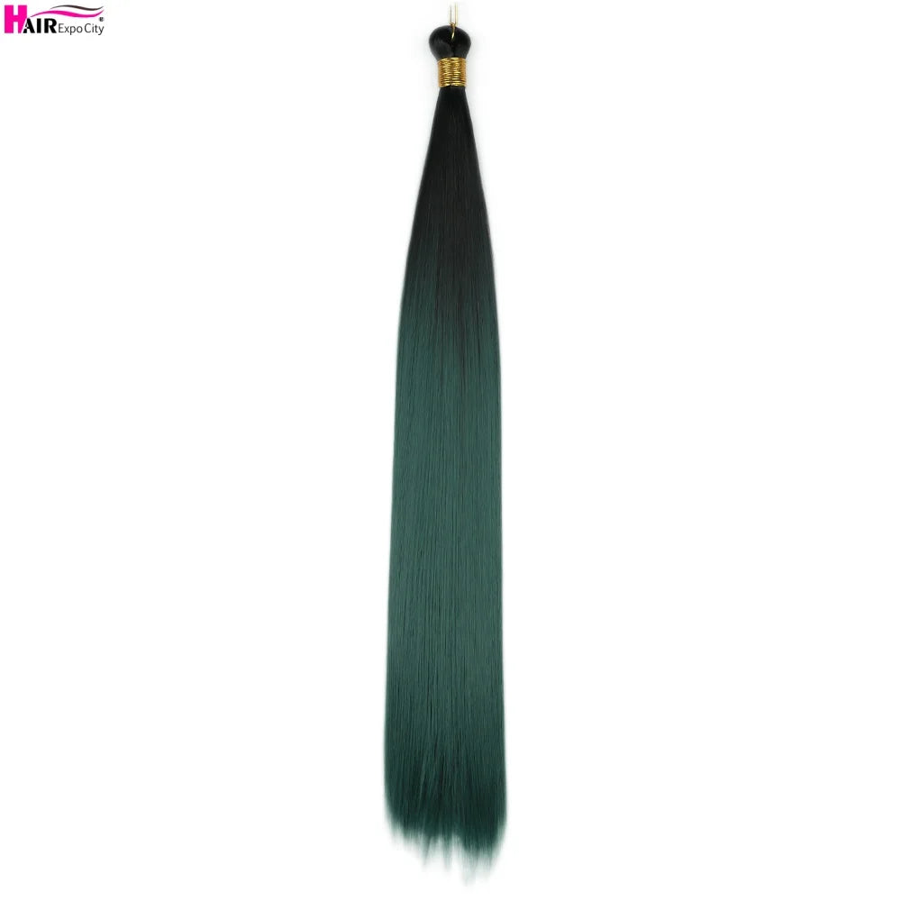 Bone Straight Braiding Hair 150g Silky Synthetic Hair For Box Braids Pre Stretched Ombre Crochet Braids Hair Extension