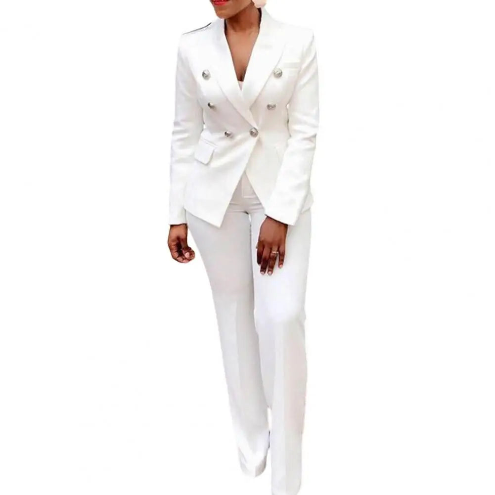 Women Blazer Suits Two 2 Pcs Sale Casual Slim Button Blazer Coats& Button Fitness Slim Full Blazer Pant Sets