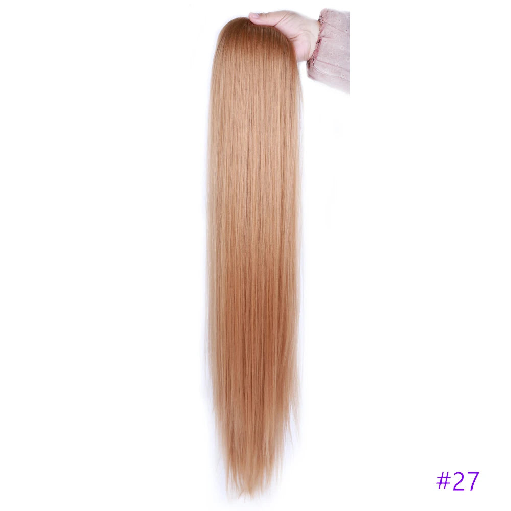 30 Inch Long Bone Straight Ponytails Futura Synthetic Drawstring Ponytails Clip-in Hair Extensions Straight Ponytails for Women