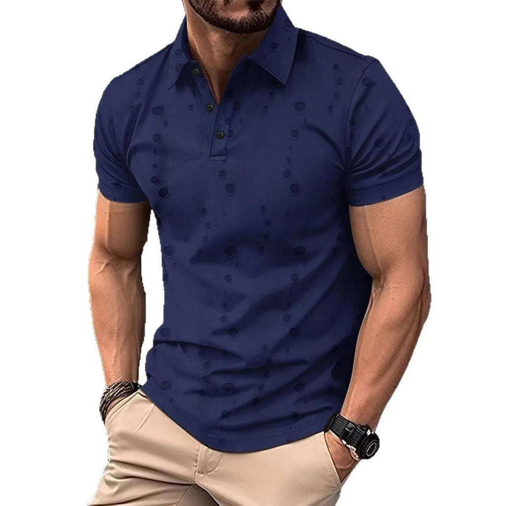 New Men's Casual Lapel Polo Shirt Polka Dot Button Streetwear Top Customized Printed Patterns Logo Business Office Golf T-shirt