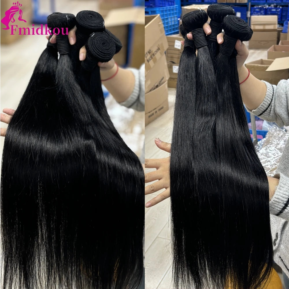 12A Bone Straight Human Hair Bundles Unprocessed Raw Hair Bundles Human Hair Brazilian Hair Weave Bundles Deals Natural Color