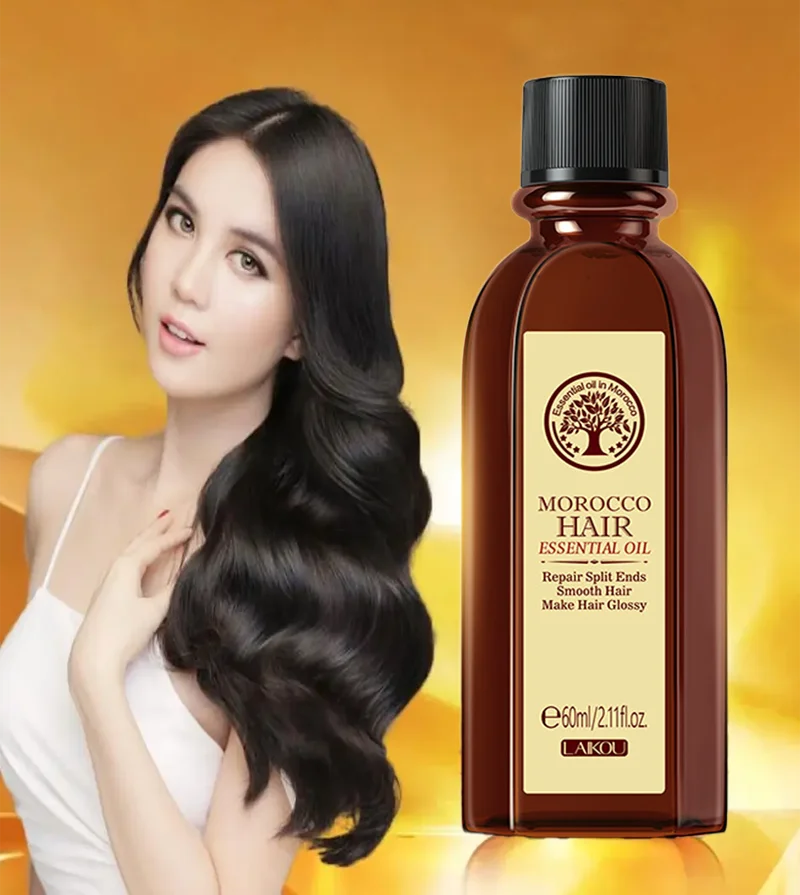 Laikou Argan Hair Oil Essential Oil Natural Anti-hair Loss Prevent Hair Dry Soft Nourishing Frizz Damaged Repair Care 60ml