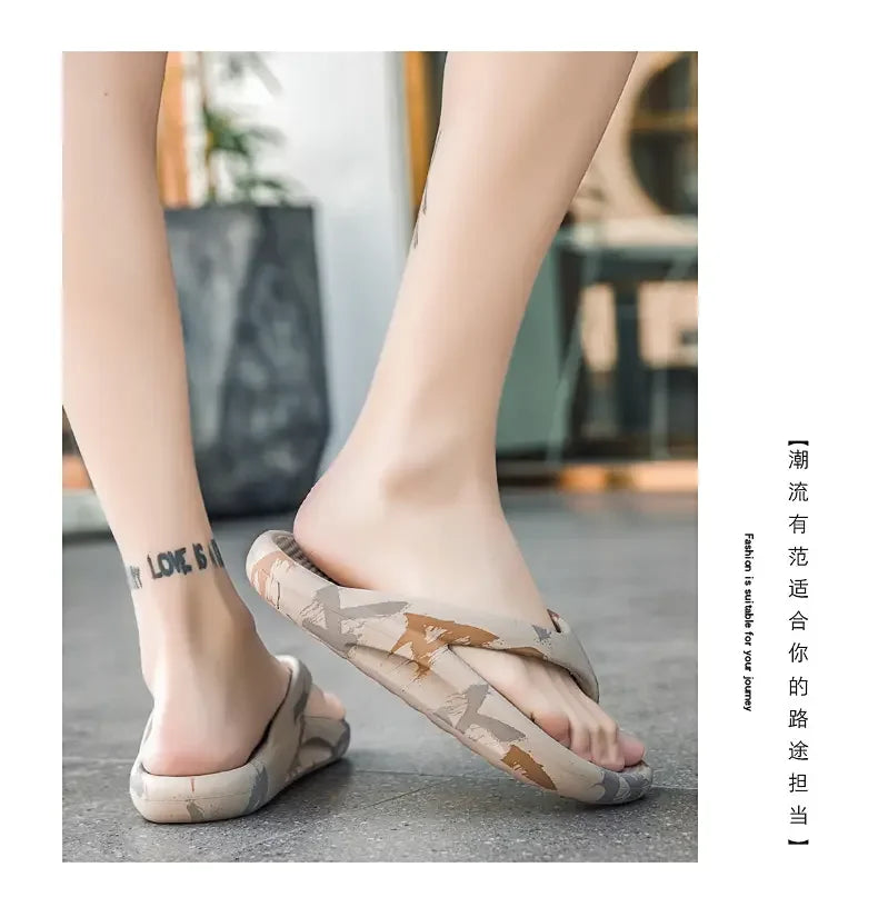 Fashion Daily Slippers for Men Anti Slip Soft Sole Lightweight Home Beach Outdoor Leisure Walking Footwear
