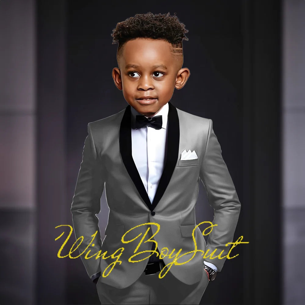 Boys Suits 2 Piece Classic Fleece Collar Wedding Tuxedo Formal Slim Fit Kids Jackets Pants 2-16 Years Tailored Clothes