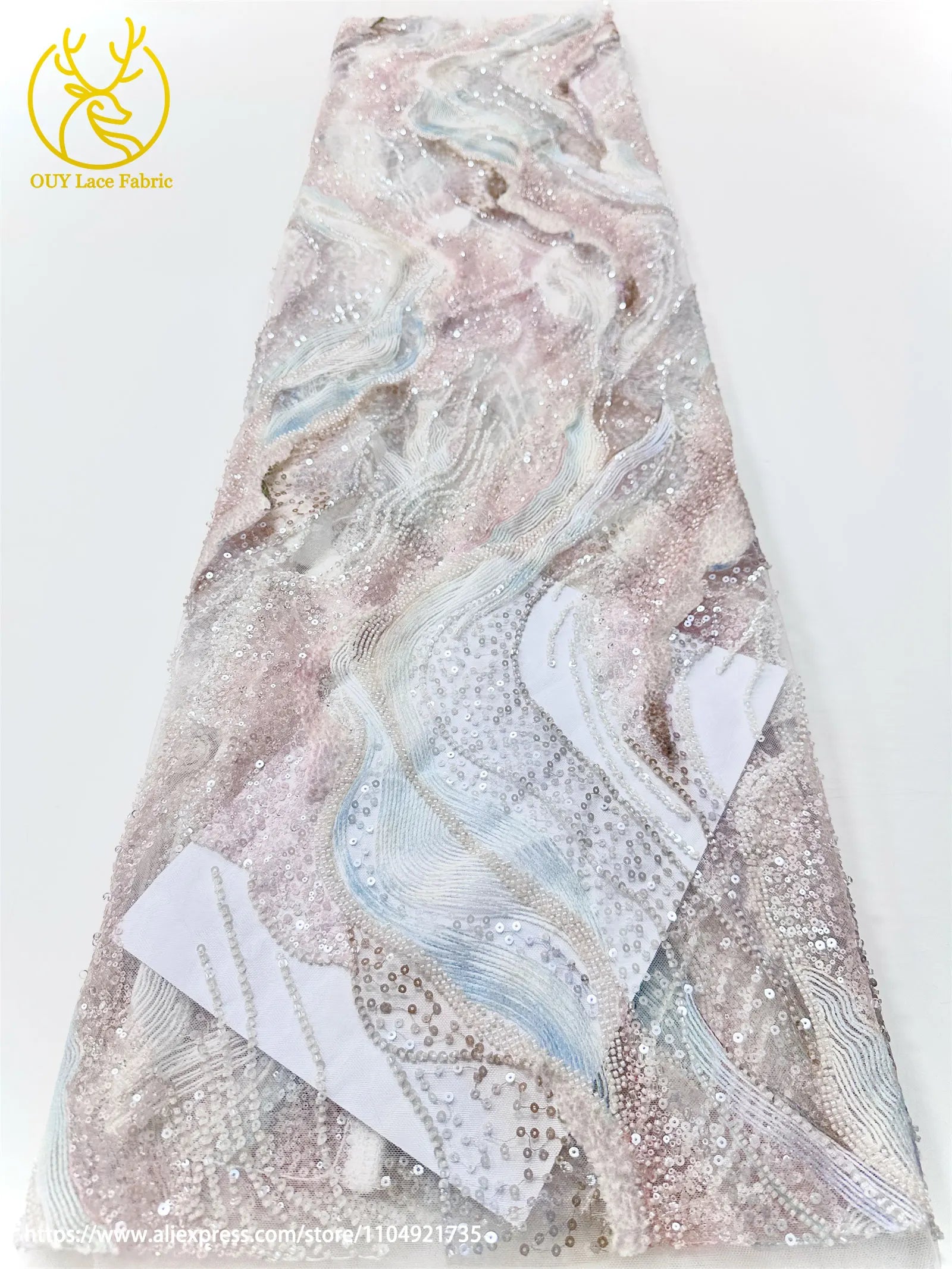 Latest French Ladies Party Evening Dresses Luxury Lace Fabrics High Quality African Groom Beaded Sequins Tulle Lace Fabrics