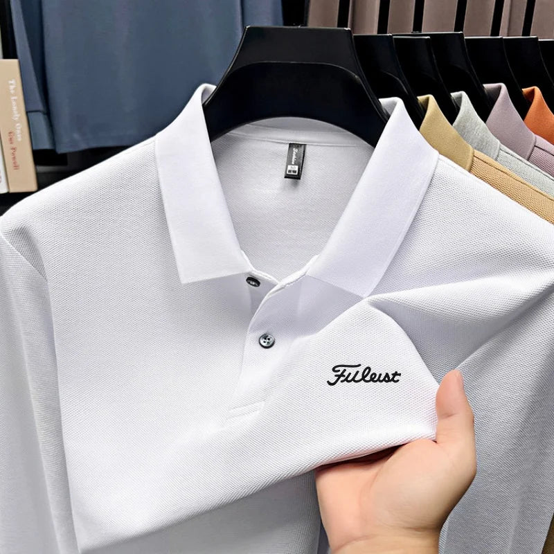 Golf brand Polo shirt long sleeved fashionable printed men's top spring new 100% cotton skin friendly comfortable casual T-shirt