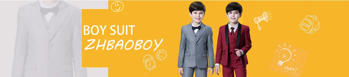 Boys Suit 3 Piece Slim Fit Kids Tuxedo Suit Formal Wedding Outfit Blazer Vest Pants Set