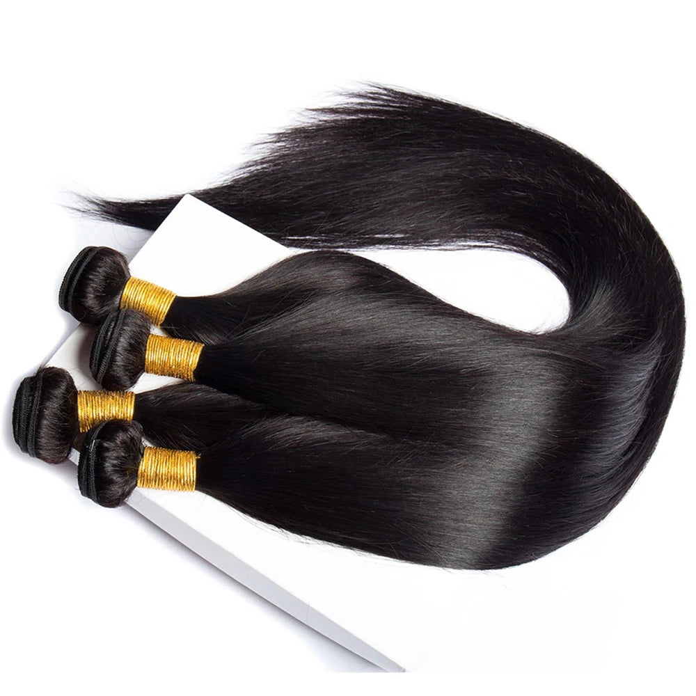 Brazilian Bundles Raw Human Hair Bone Straight Hair Extensions Bulk For Braiding 14-32 Inch Bundles Double Weft Hair Weave