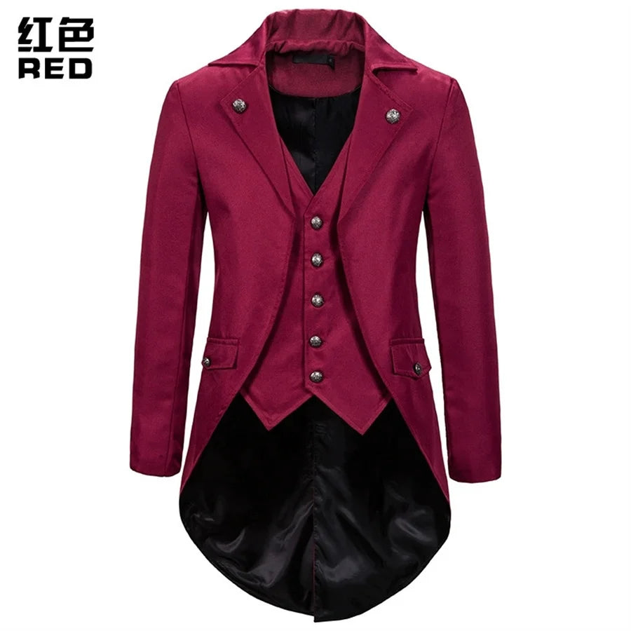 2026 Gothic Blazers for Men Medieval Steampunk Vintage Suit Jackets Banquet Party Slim Formal Tuxedo Suit Men's Cosplay Costumes