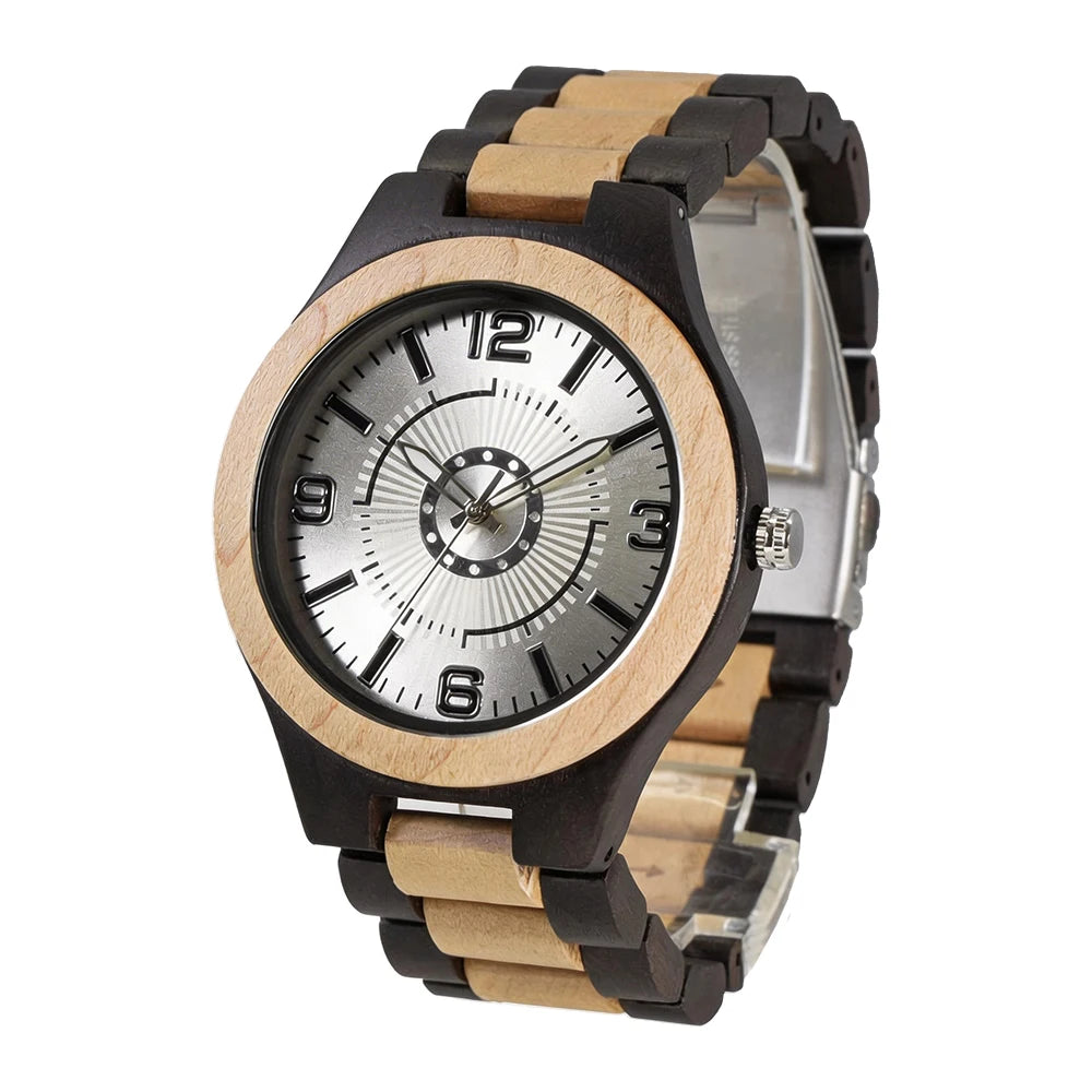 Men's Handmade Wooden Watches Mens Lightweight Analog Quartz Wood Mens Wrist Watch