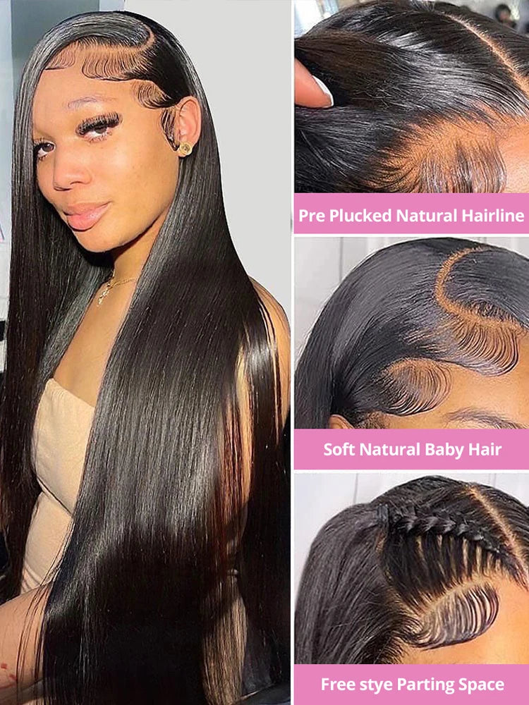 30 40 Inch Bone Straight 13x6 Hd Lace Frontal Human Hair Wig 13x4 Brazilian Pre Plucked Hair Wig Human Hair Wigs For Black Women