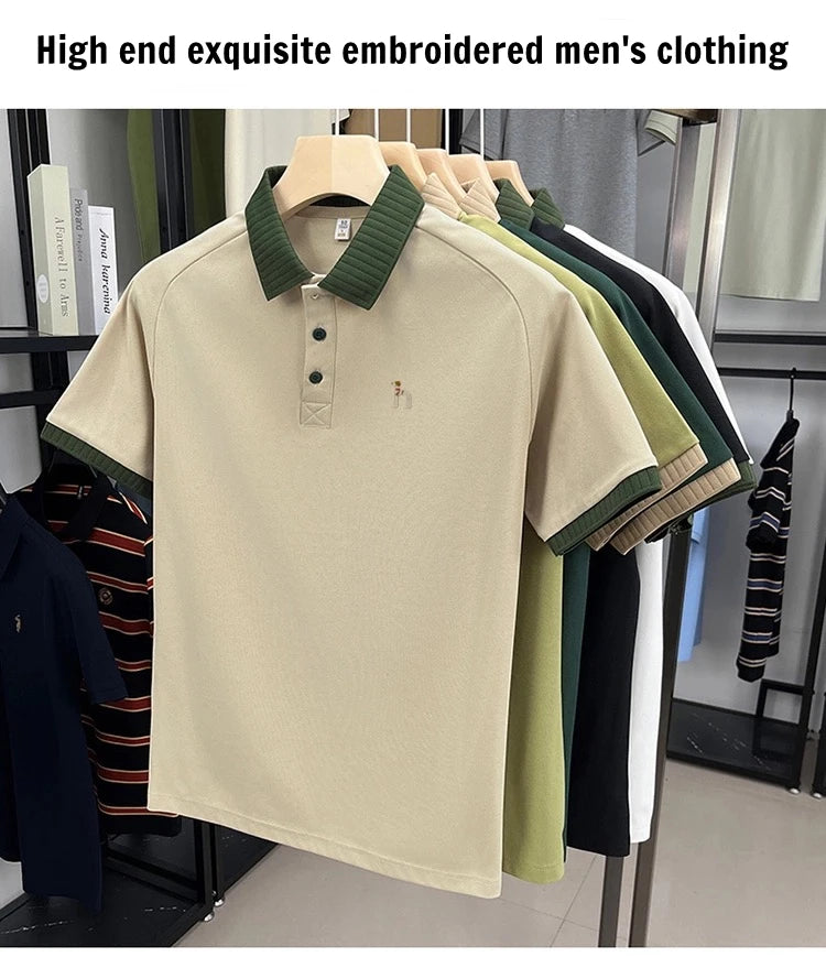 Fashion high-end brand POLO shirt exquisite little dog embroidery lapel T-shirt new comfortable and leisure men's short sleeve