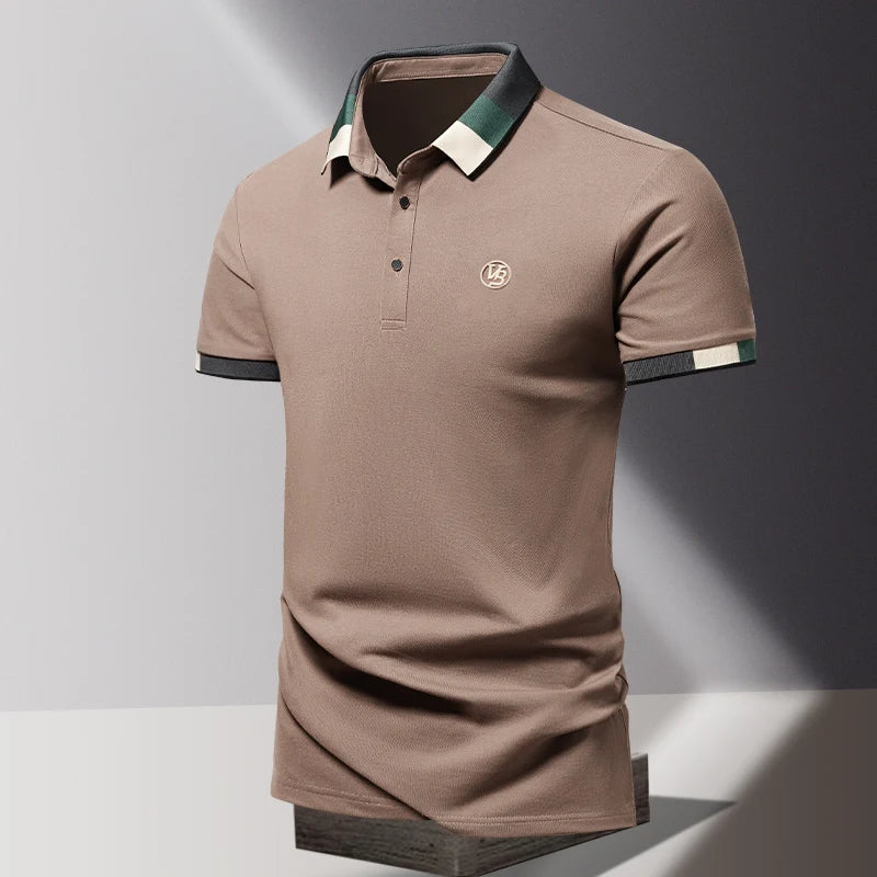 POLO shirt men's summer fashion ice silk quick drying short sleeved T-shirt solid color loose casual business collar top