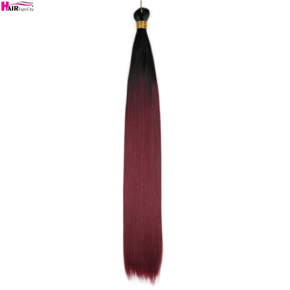 Bone Straight Braiding Hair 150g Silky Synthetic Hair For Box Braids Pre Stretched Ombre Crochet Braids Hair Extension