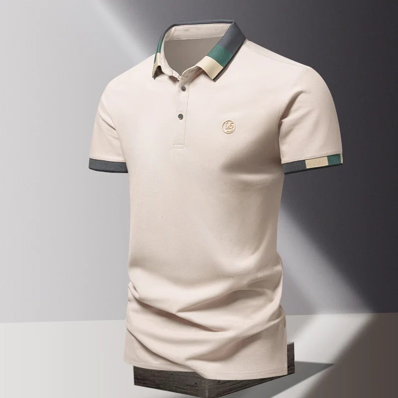 POLO shirt men's summer fashion ice silk quick drying short sleeved T-shirt solid color loose casual business collar top