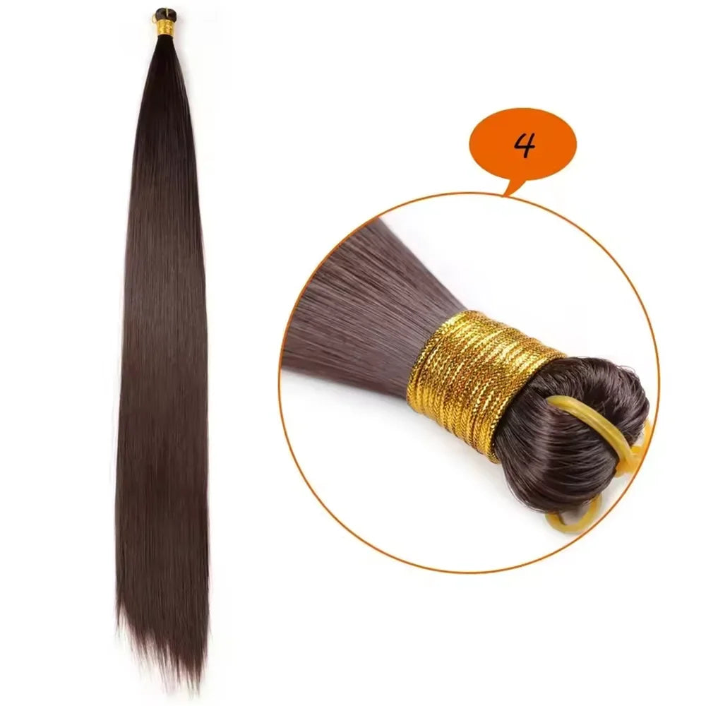 Bone Straight Silky Crochet Braiding Hair Synthetic Bulk High Temperature Hair Bundles Extension 28 Inch 150g Per Pack for Women
