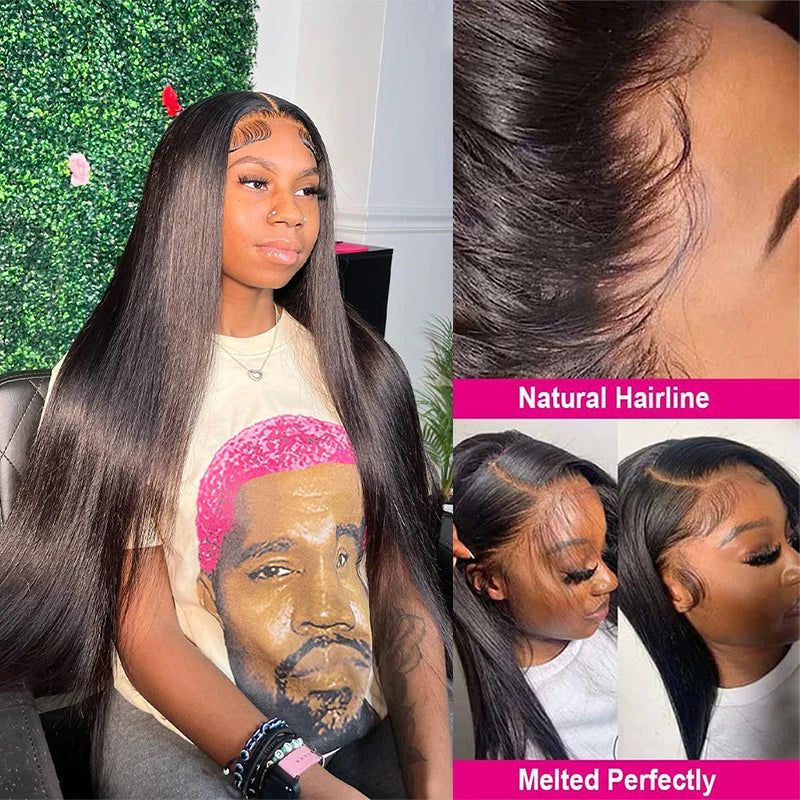 30 40 Inch Bone Straight 13x6 Hd Lace Frontal Human Hair Wig 13x4 Brazilian Pre Plucked Hair Wig Human Hair Wigs For Black Women