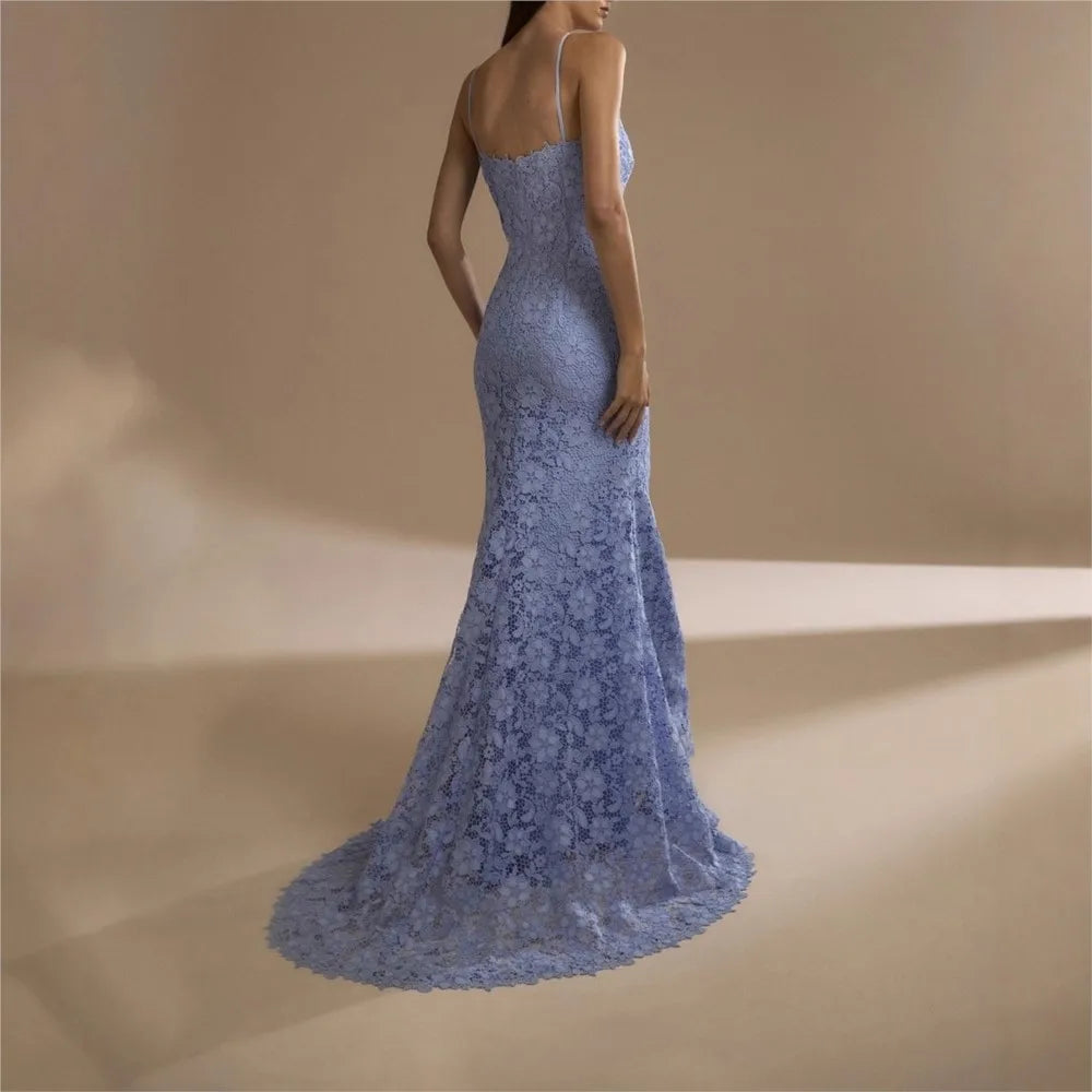 Fashion Evening Dress Dresses For Woman Party Wedding Vestidos Temperament Elegant Sexy Slim Neck Halter Backless Laces Banquet