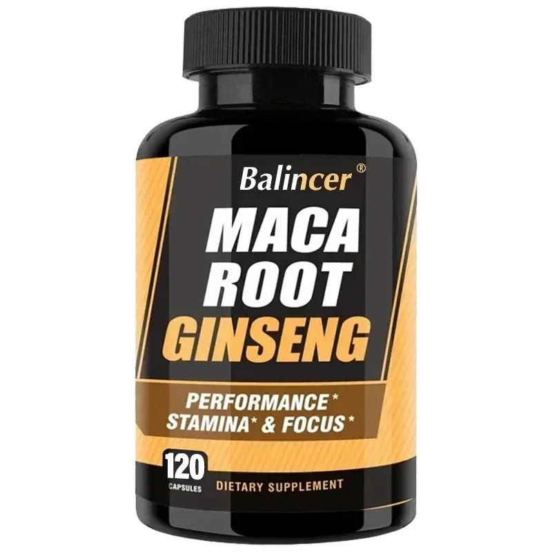 Maca Root Capsules 10000mg with Ginseng, Energy, Muscle, Mood,  Energy, Strength & Men's Health Support, Relieve Fatigue