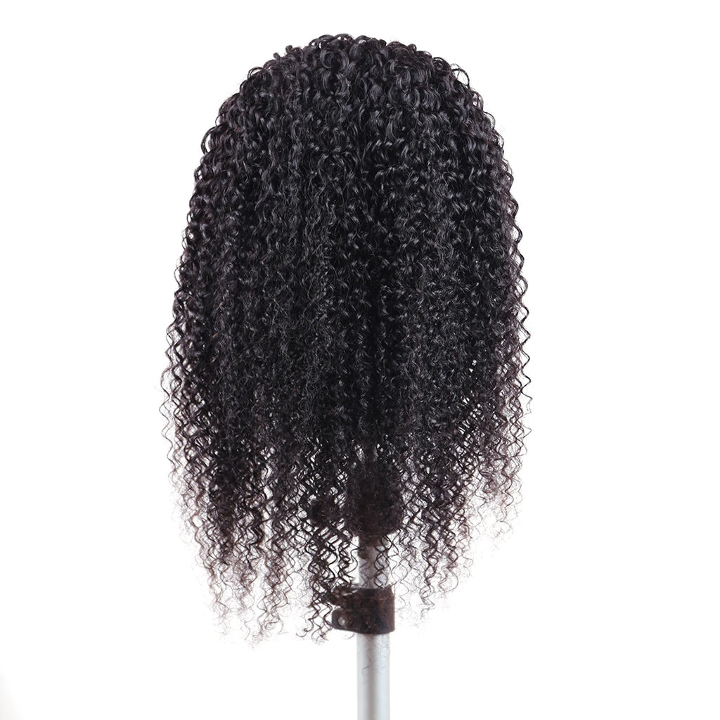 Human Hair Headband Wig Kinky Curly Full Machine Made Brazilian Remy Human Hair Wigs For Women 180% Density  Natural Color