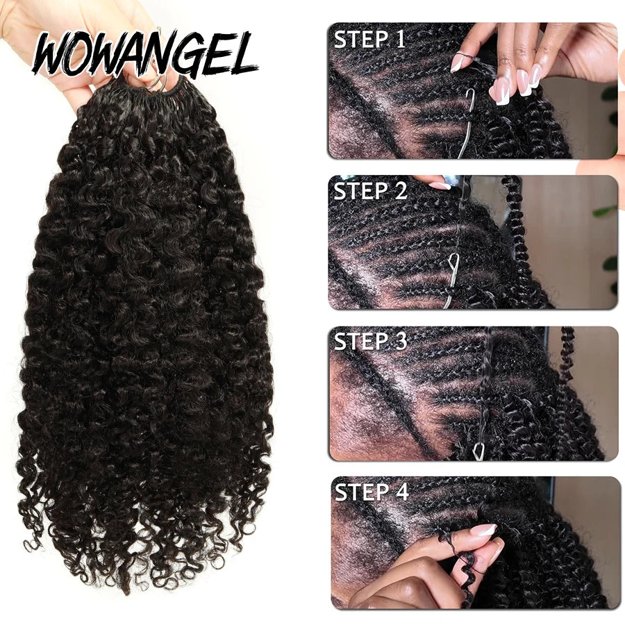 12A Burmese Curly Crochet Human Hair Knotless Pre-Separated Crochet Hair Extensions With String Curly Pre-Looped Feather Hair