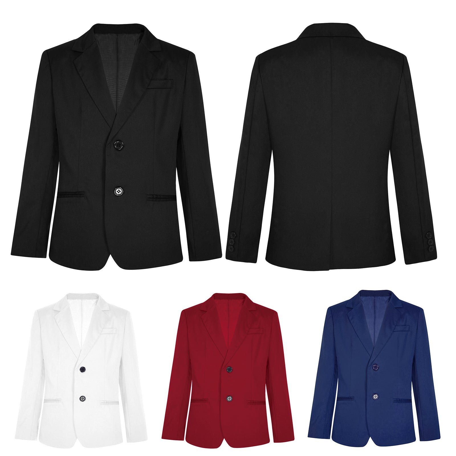 Boys Gentleman Blazer Notch Lapel Shoulder Pads Suit Coat Jacket Outerwear for Christmas Wedding Banquets Birthday Party Prom