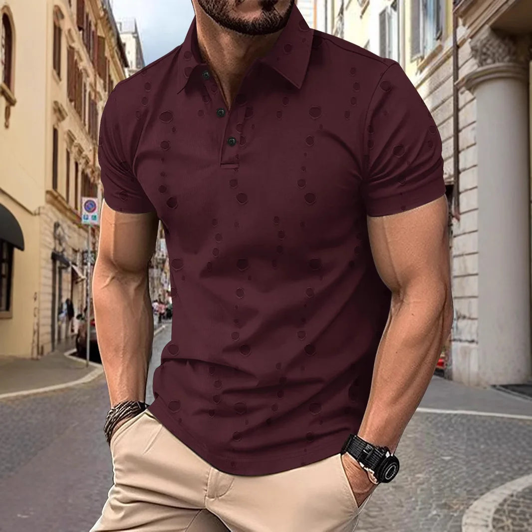 New Men's Casual Lapel Polo Shirt Polka Dot Button Streetwear Top Customized Printed Patterns Logo Business Office Golf T-shirt
