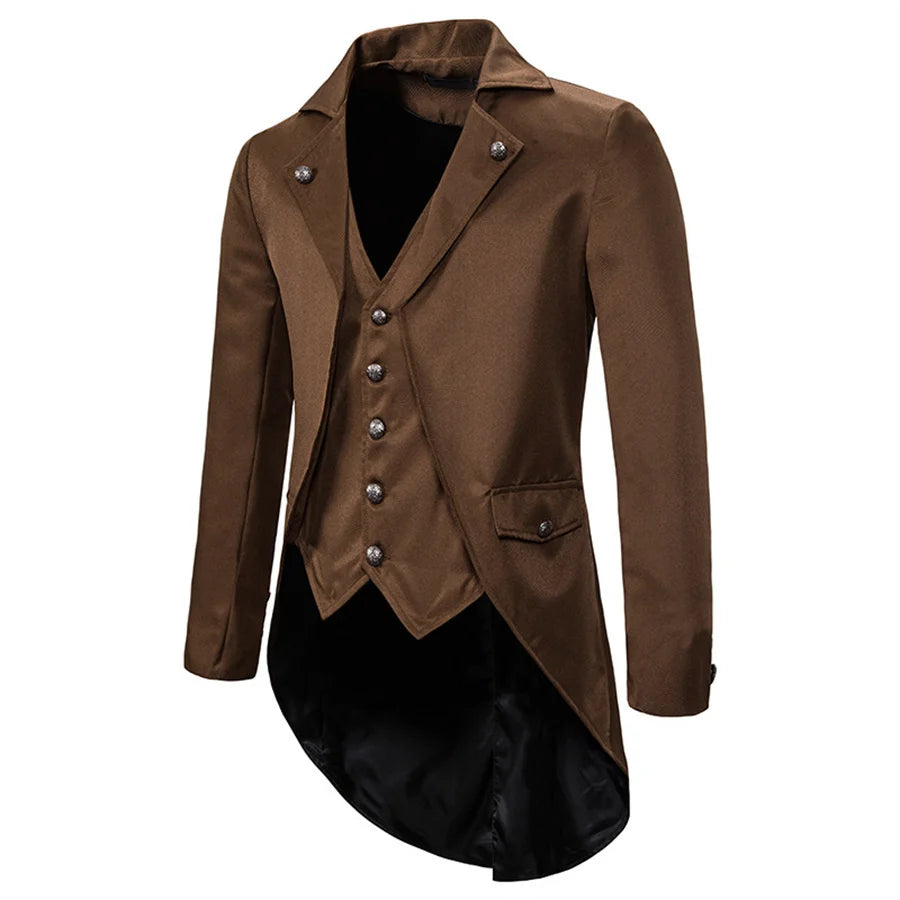 2026 Gothic Blazers for Men Medieval Steampunk Vintage Suit Jackets Banquet Party Slim Formal Tuxedo Suit Men's Cosplay Costumes