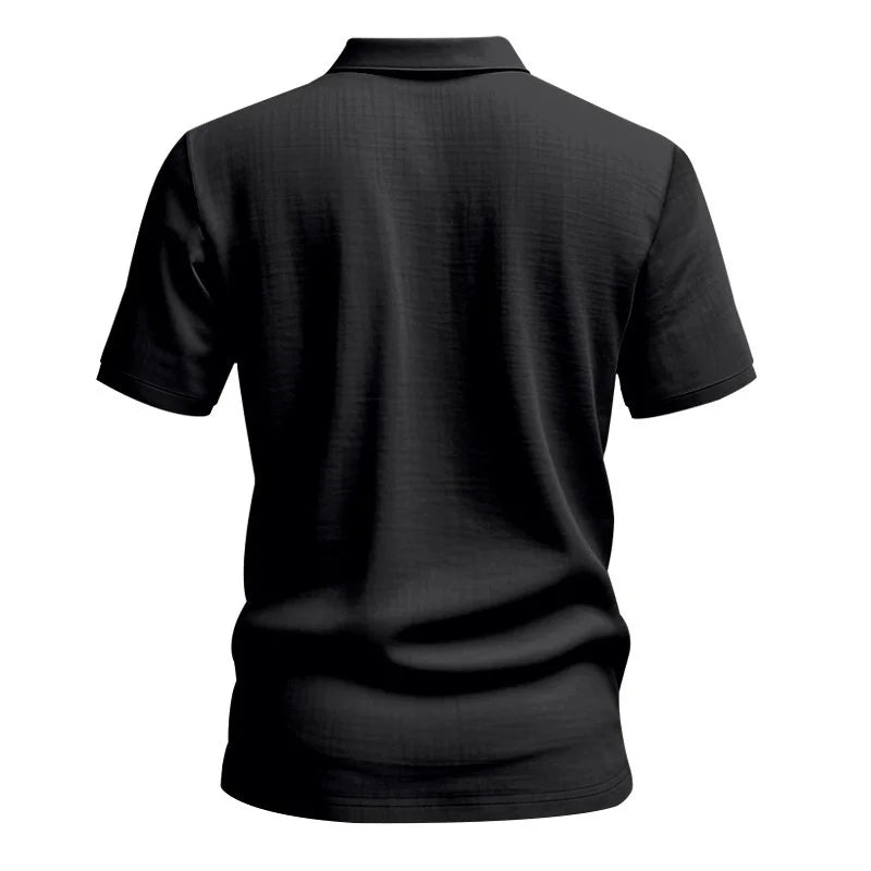 High-Quality Cotton Linen Short-Sleeved POLO Shirt Men Casual Loose Comfortable Shirt summer tees Button turn-down collar tops