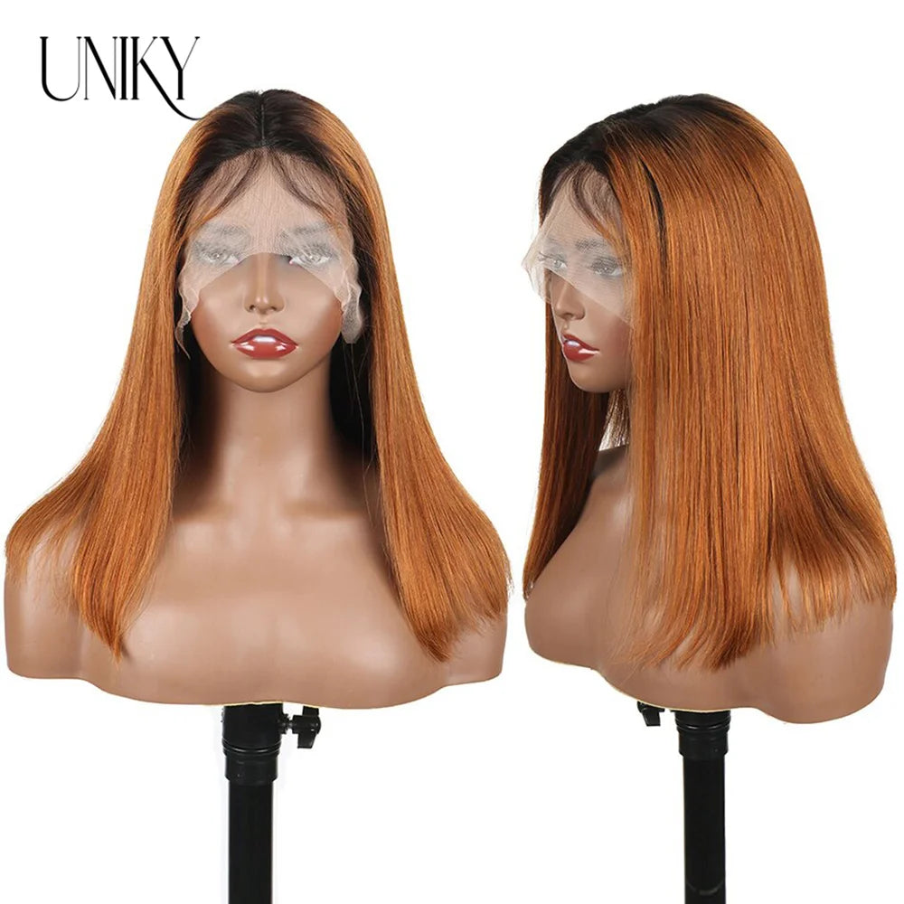 Brazilian Bone Straight Human Hair Wigs For Women 1B/99J Highlight Wig Human Hair bob Wig Straight13x4 Lace Frontal Short BobWig
