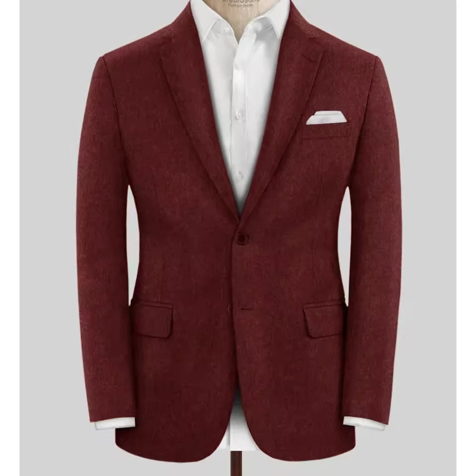 Men's Wool Blazer Single Breasted Slim Fit Suit Jacket Elegant Business Casual Stylish Comfortable Formal Coat Mens Tweed Outer