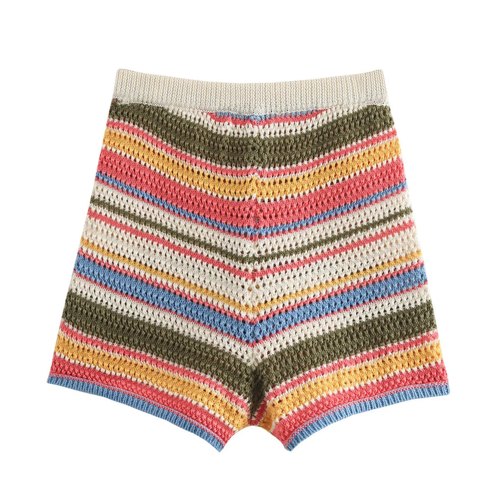 2025 Spring New POLO Shirt Collar Knitted Top Shorts Set
