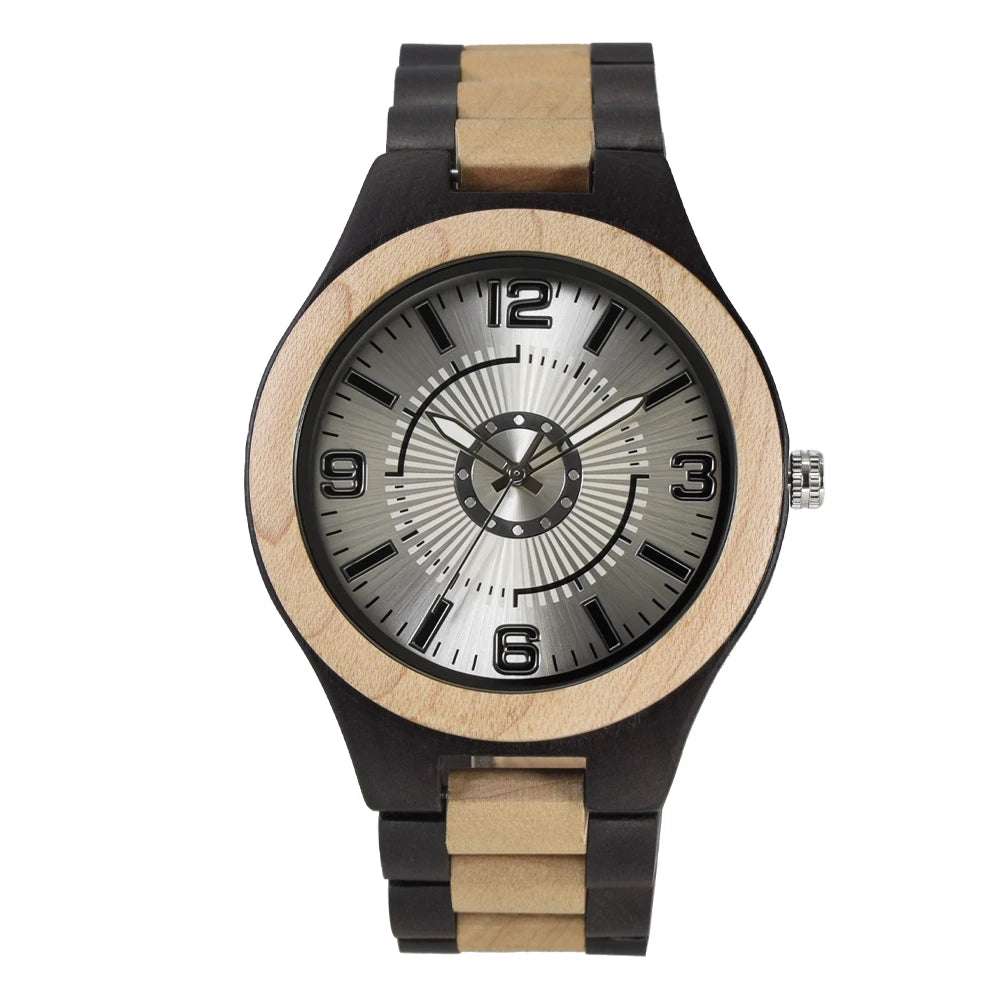 Men's Handmade Wooden Watches Mens Lightweight Analog Quartz Wood Mens Wrist Watch