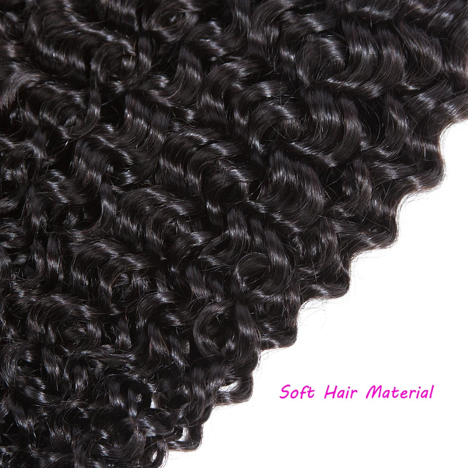15A Brazilian Virgin Human Hair Kinky Curly Bundles With Frontal Ocean Water Wave Bundles With Frontal Bundles With Lace Closure