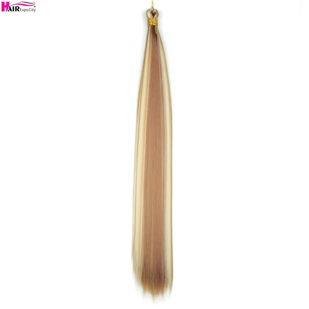 Bone Straight Braiding Hair 150g Silky Synthetic Hair For Box Braids Pre Stretched Ombre Crochet Braids Hair Extension