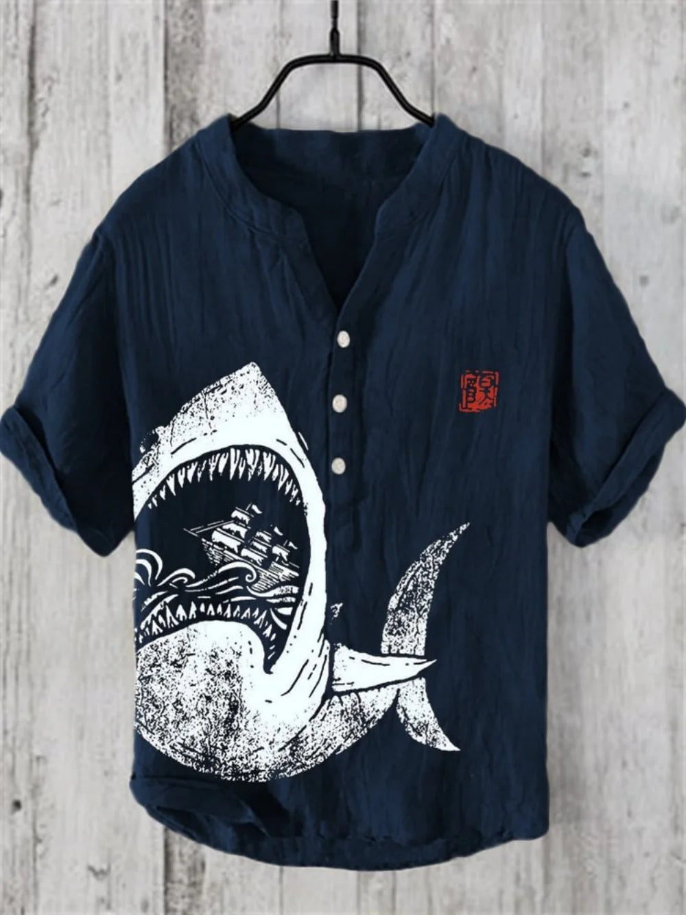 Men's Linen Shirt 2025 Fashionable 3-Button Polo Summer Casual Breathable Printed Pullover Top