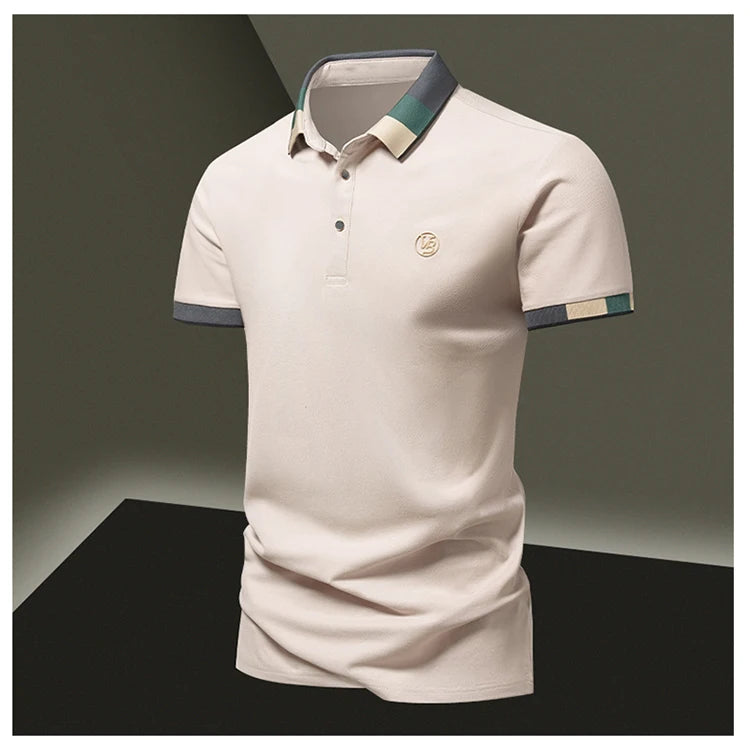 POLO shirt men's summer fashion ice silk quick drying short sleeved T-shirt solid color loose casual business collar top