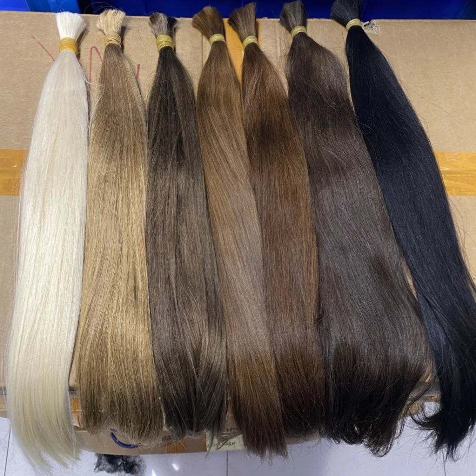 14A Bulk Human Hair Extensions bone Straight 100% Real Remy Highlights human hair braiding hair salon exclusive hair extensions