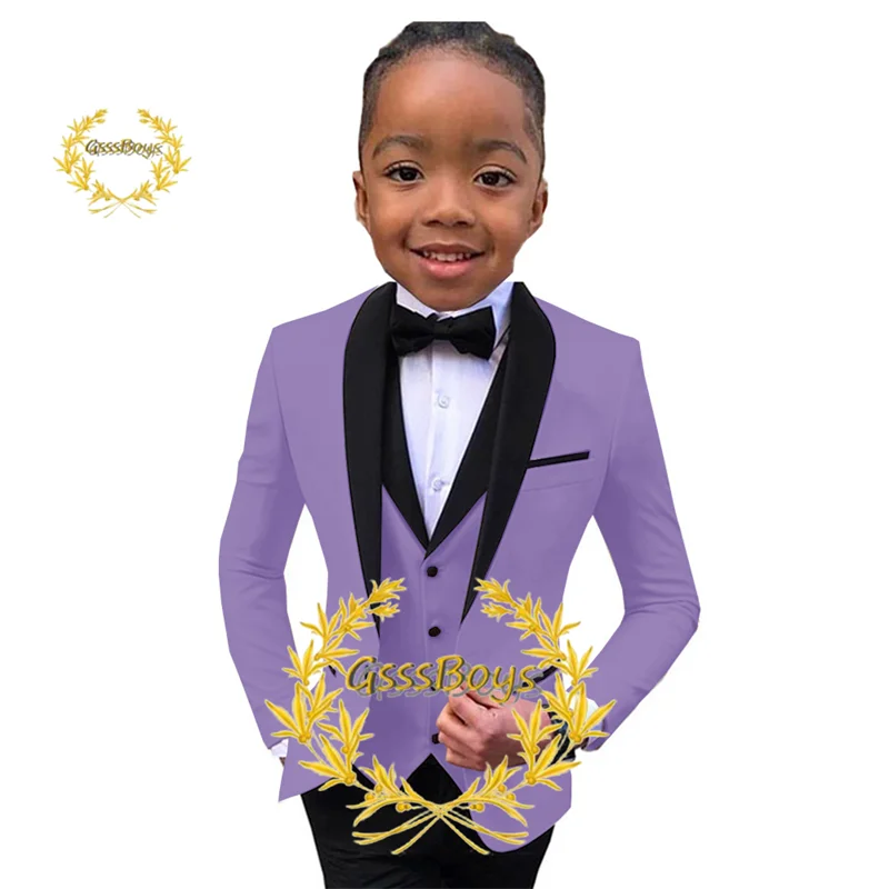 Boys Suit Wedding Tuxedo 3 Piece Shawl Collar Jacket Pants Vest Child Formal Blazer Set Slim Fit Outfit costume garcon mariage