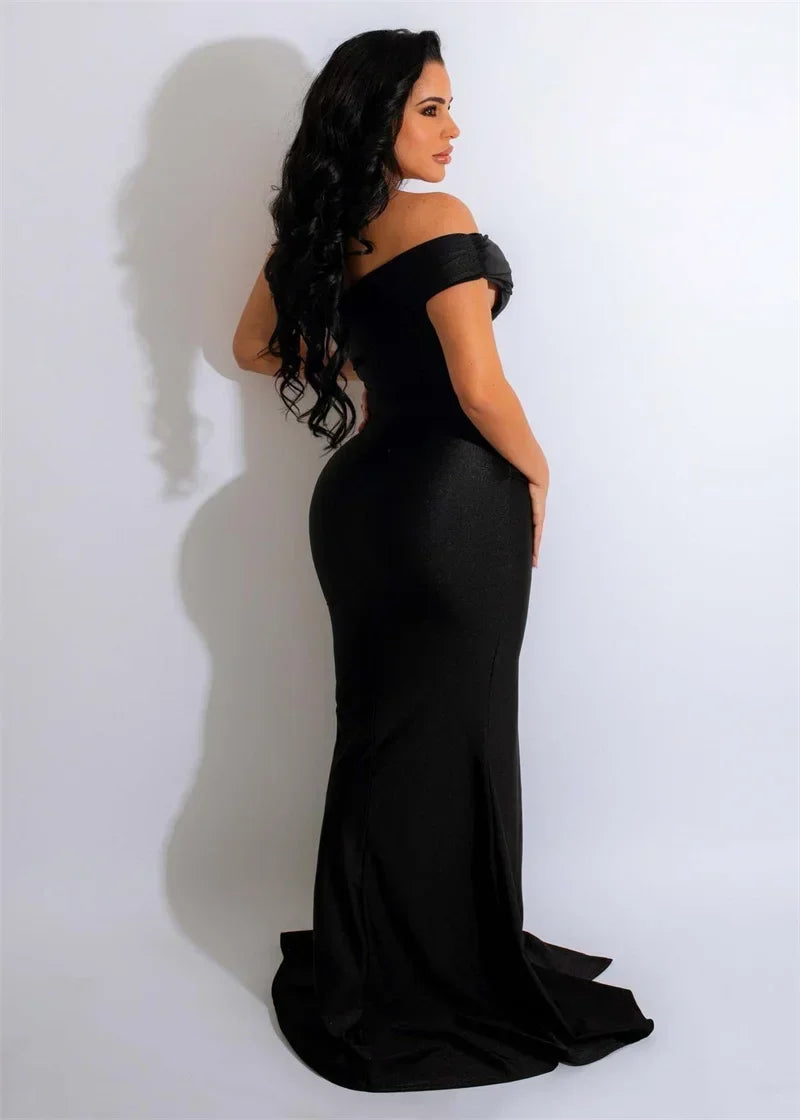Elegant One Shoulder Split Mermaid Long Dresses for Women Evening Night Party Sleeveless Ruched Formal Prom Wedding Guest Dress