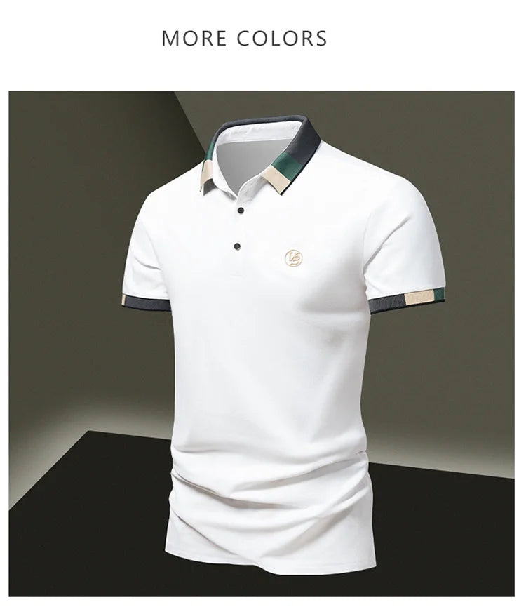 POLO shirt men's summer fashion ice silk quick drying short sleeved T-shirt solid color loose casual business collar top