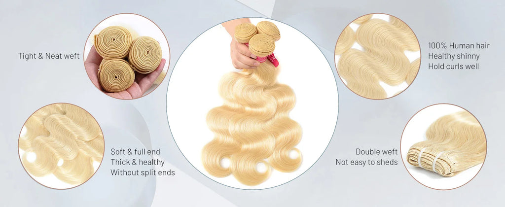 1 3 4 Bundle Loose Body Wave Bundles 613 Blonde Hair 100% Unprocessed Human Hair 16A Raw Hair Bundles Extensions Brazilian