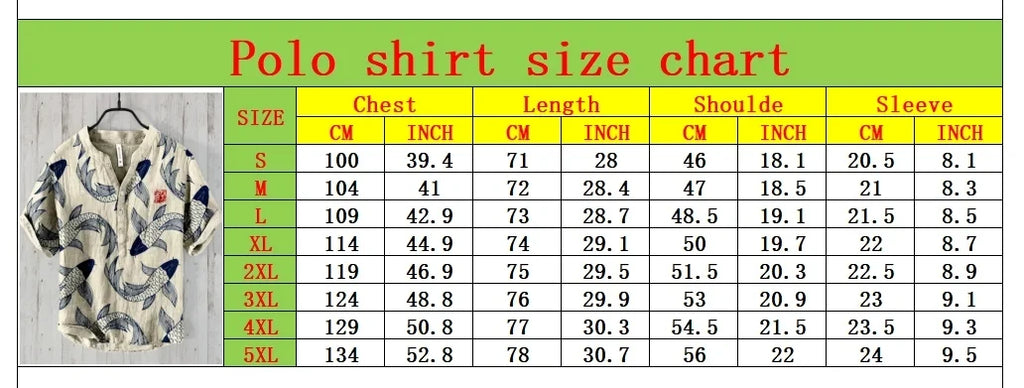 Men's Linen Shirt 2025 Fashionable 3-Button Polo Summer Casual Breathable Printed Pullover Top